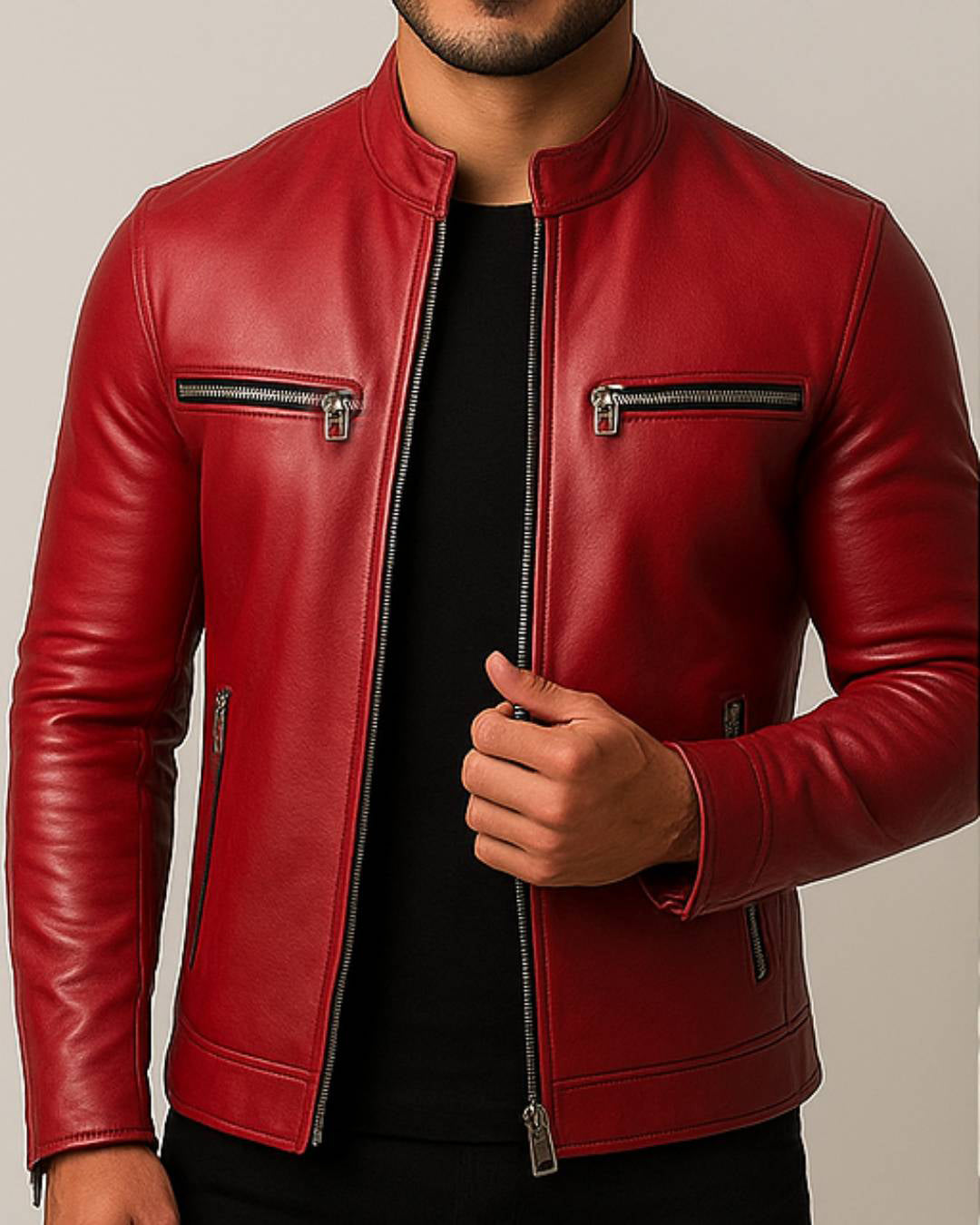 Anthony Red Leather Jacket