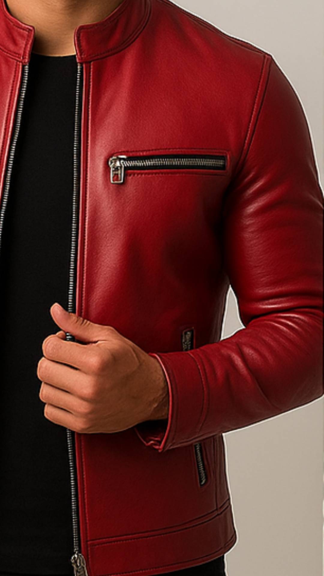Anthony Red Leather Jacket