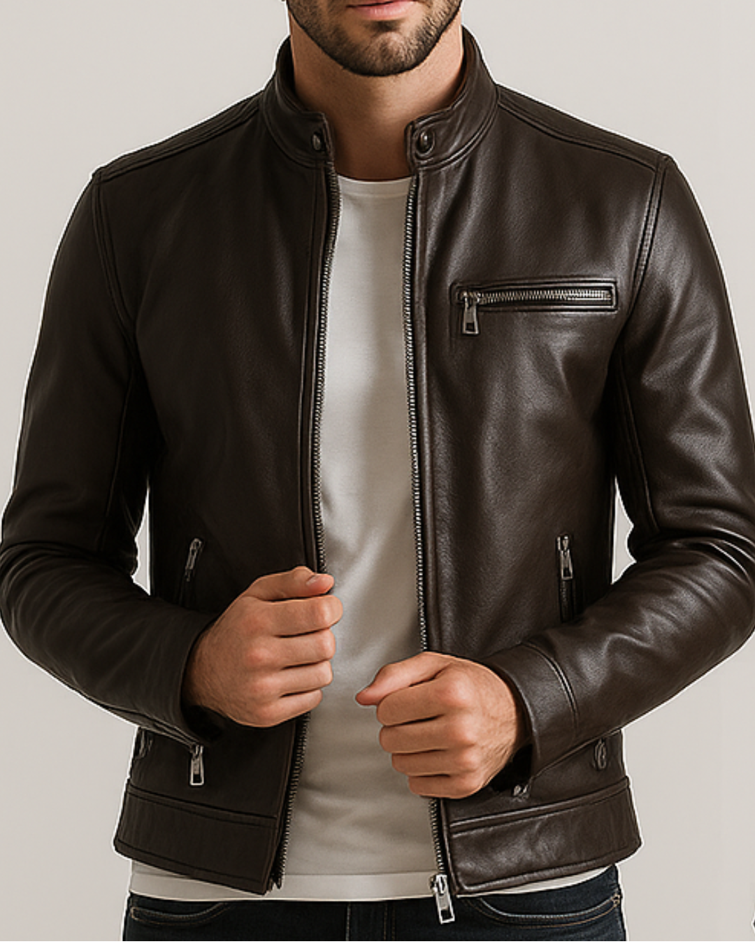 Brian Men Brown Leather Jacket