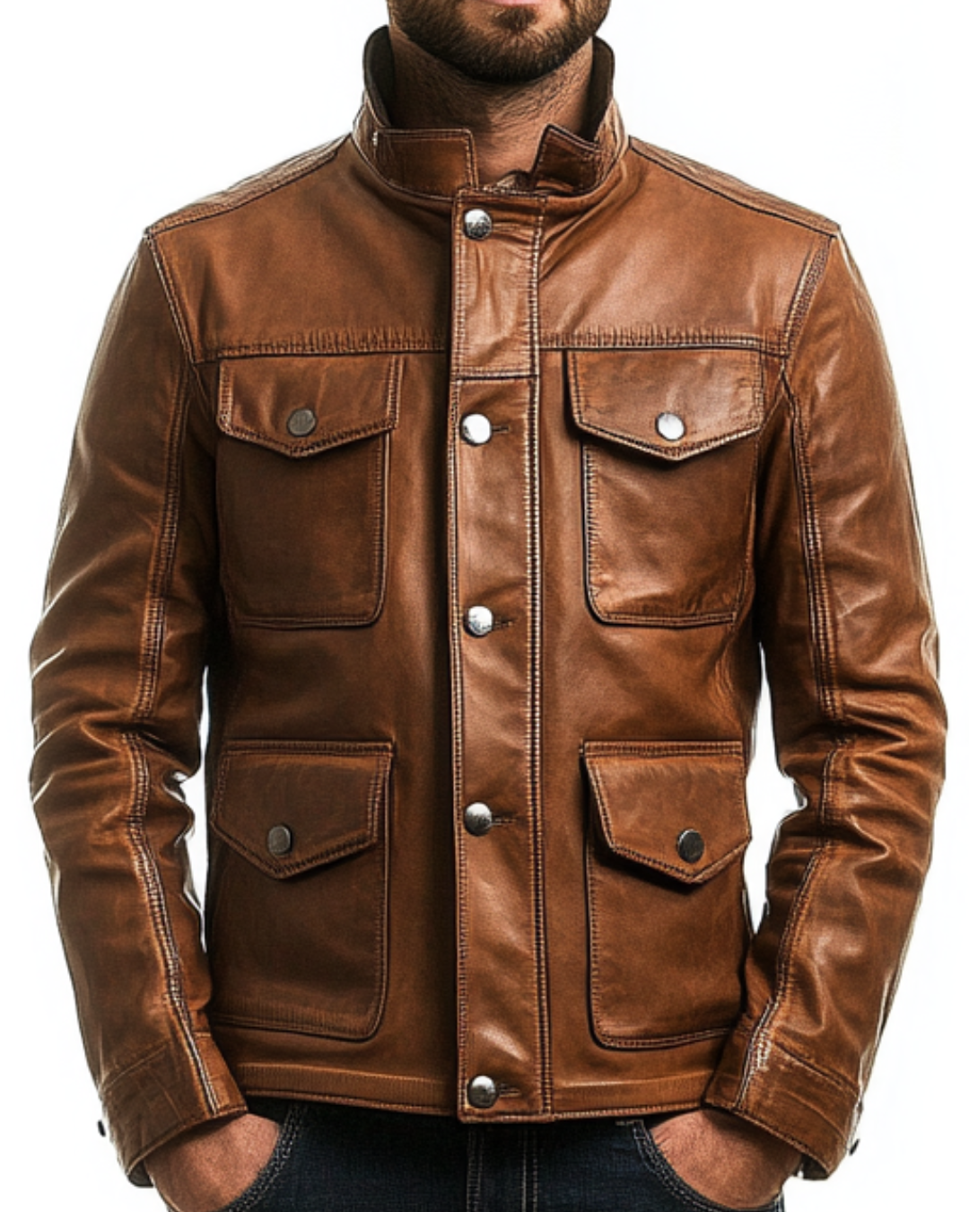 Brown Leather Jacket - Jacob Brown