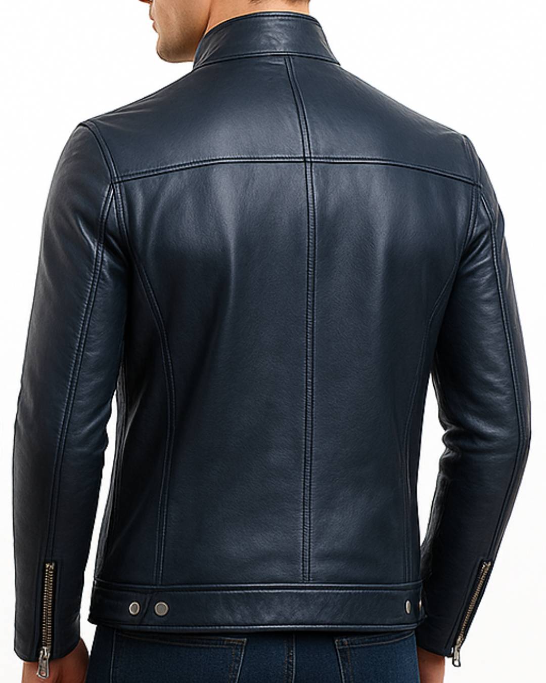 Charles Men Blue Leather Jacket