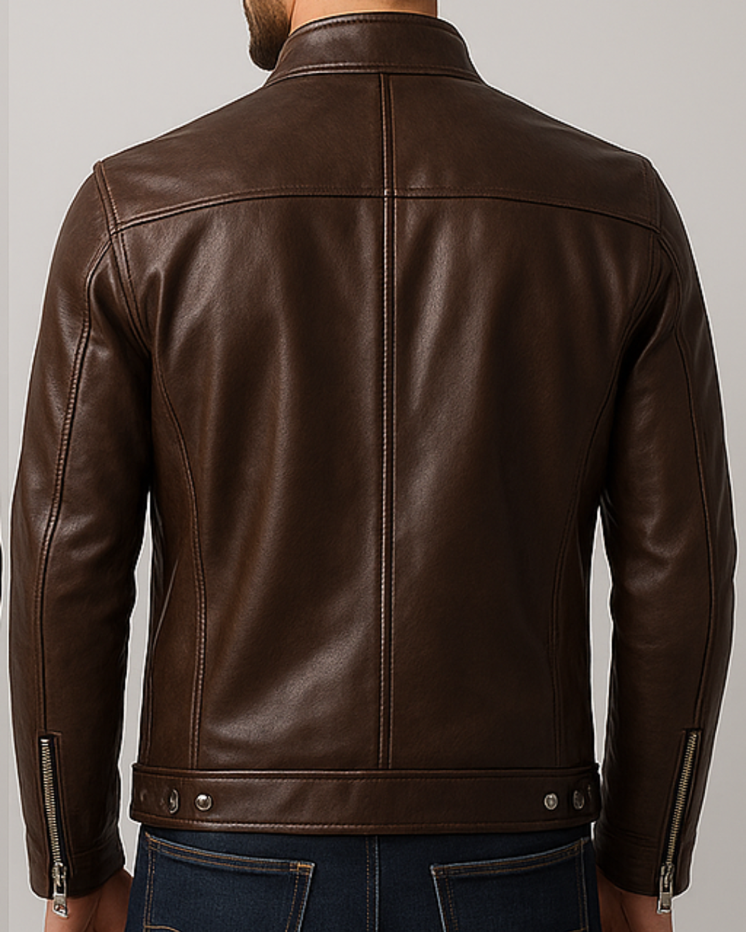 Classic Brown Men Leather Jacket