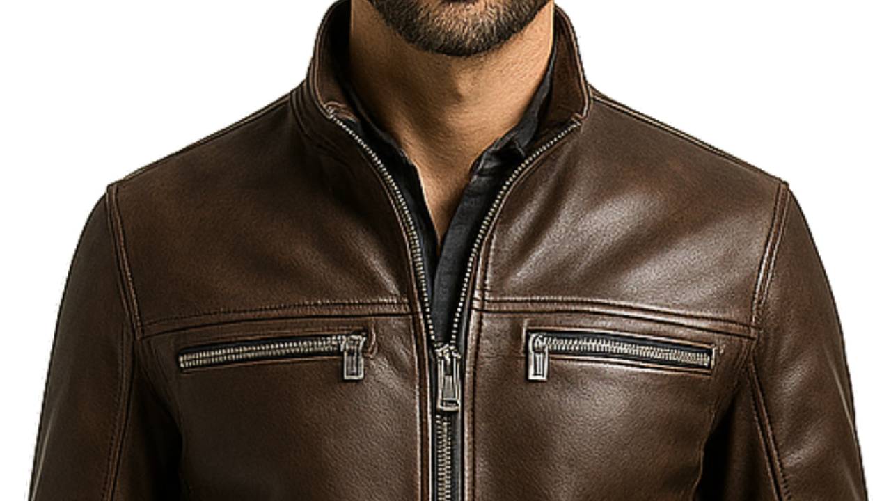 Classic Fit Brown Leather Jacket for Men