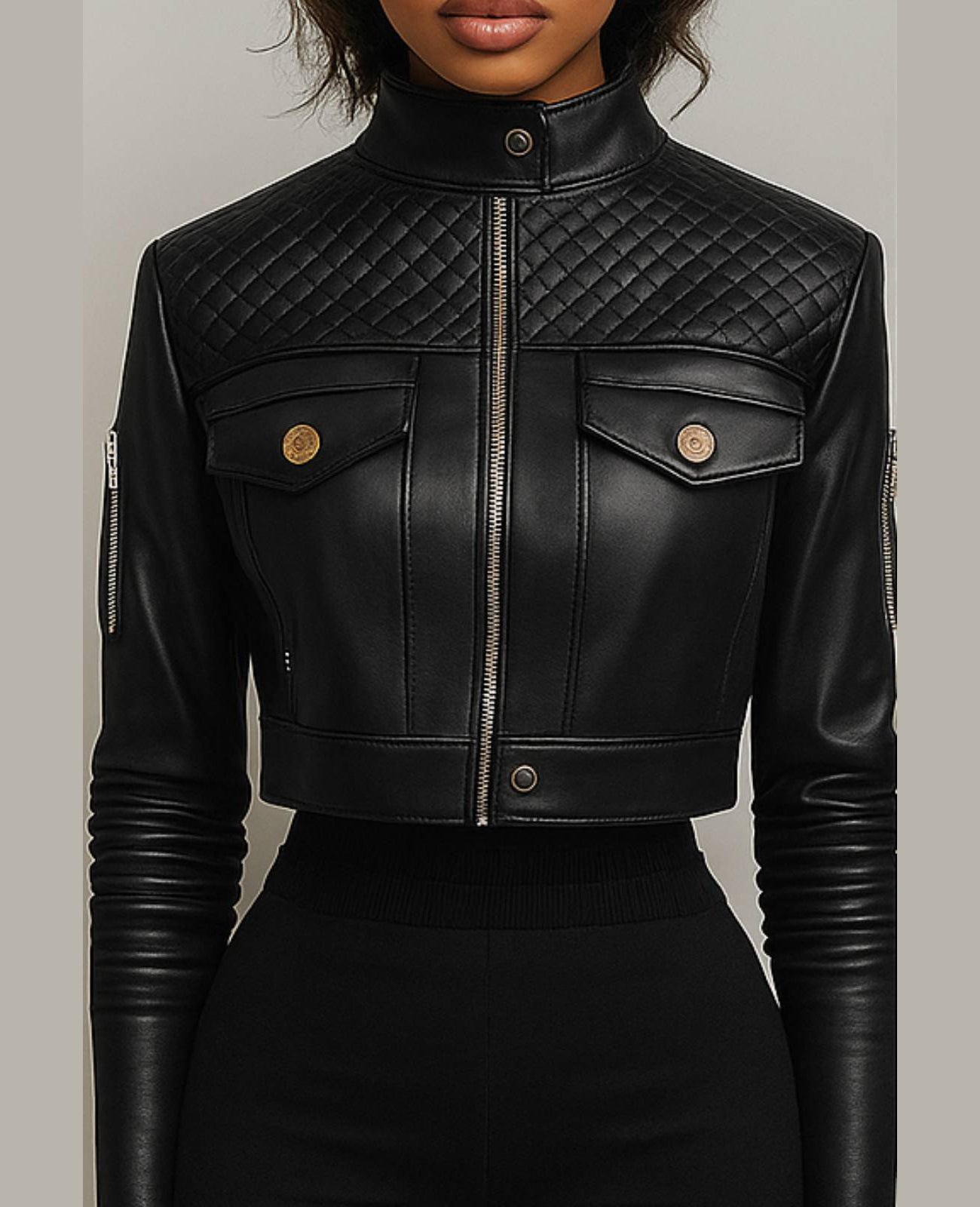 Designer Black Leather Jacket for Women