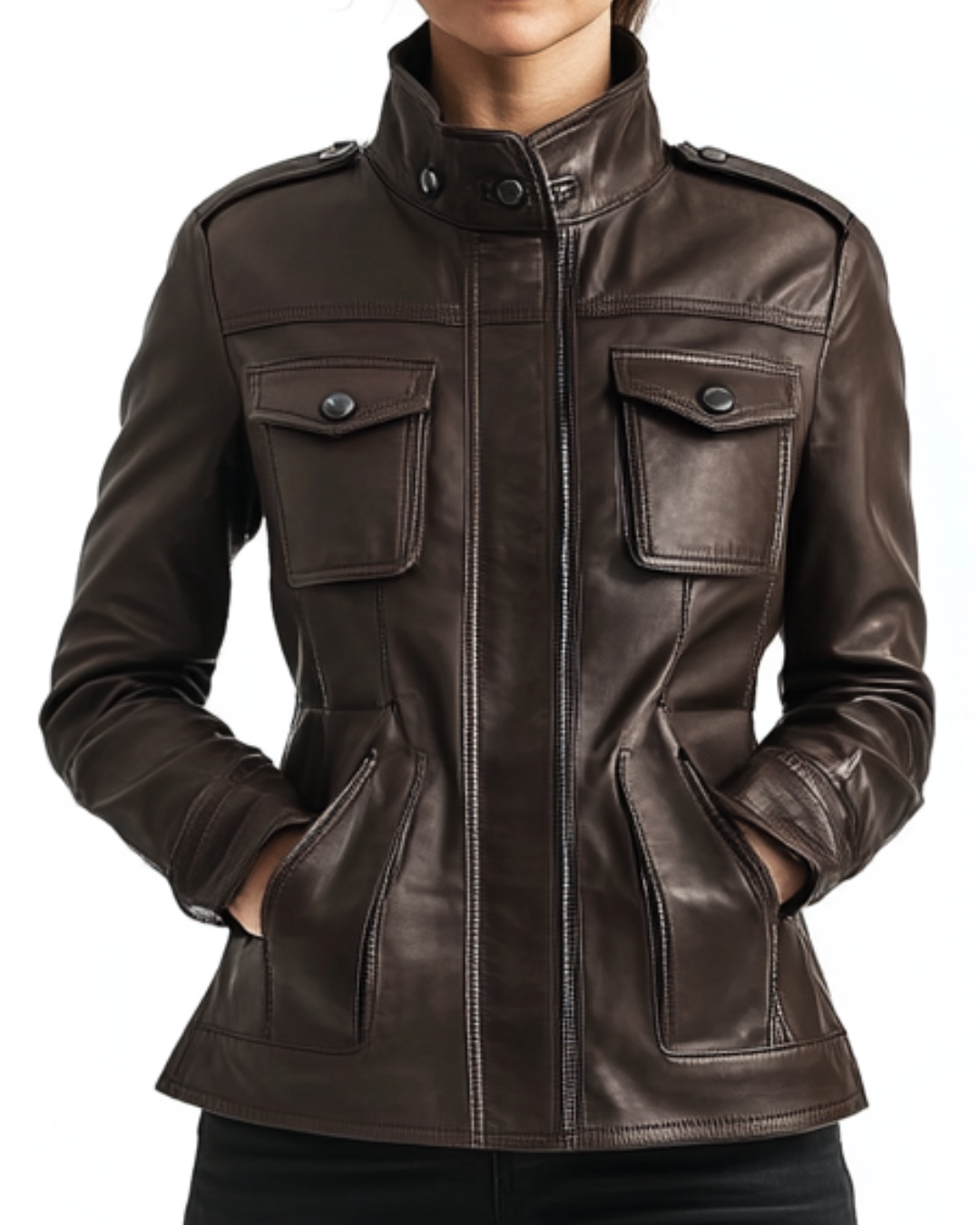 Emma Dark Brown Leather Jacket