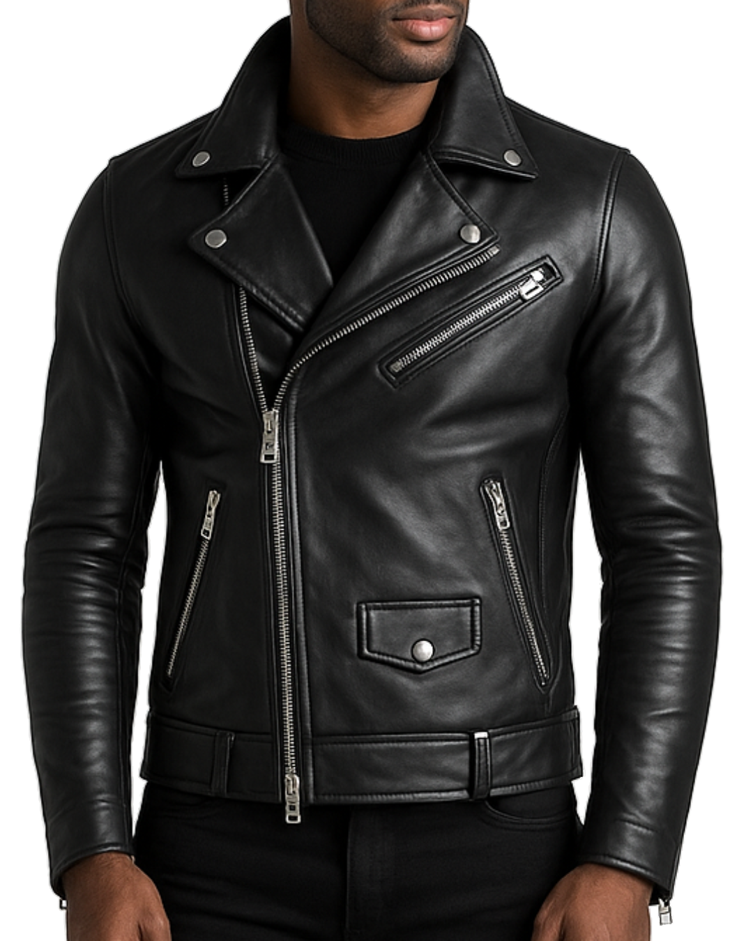 Ethan Black Biker Leather Jacket