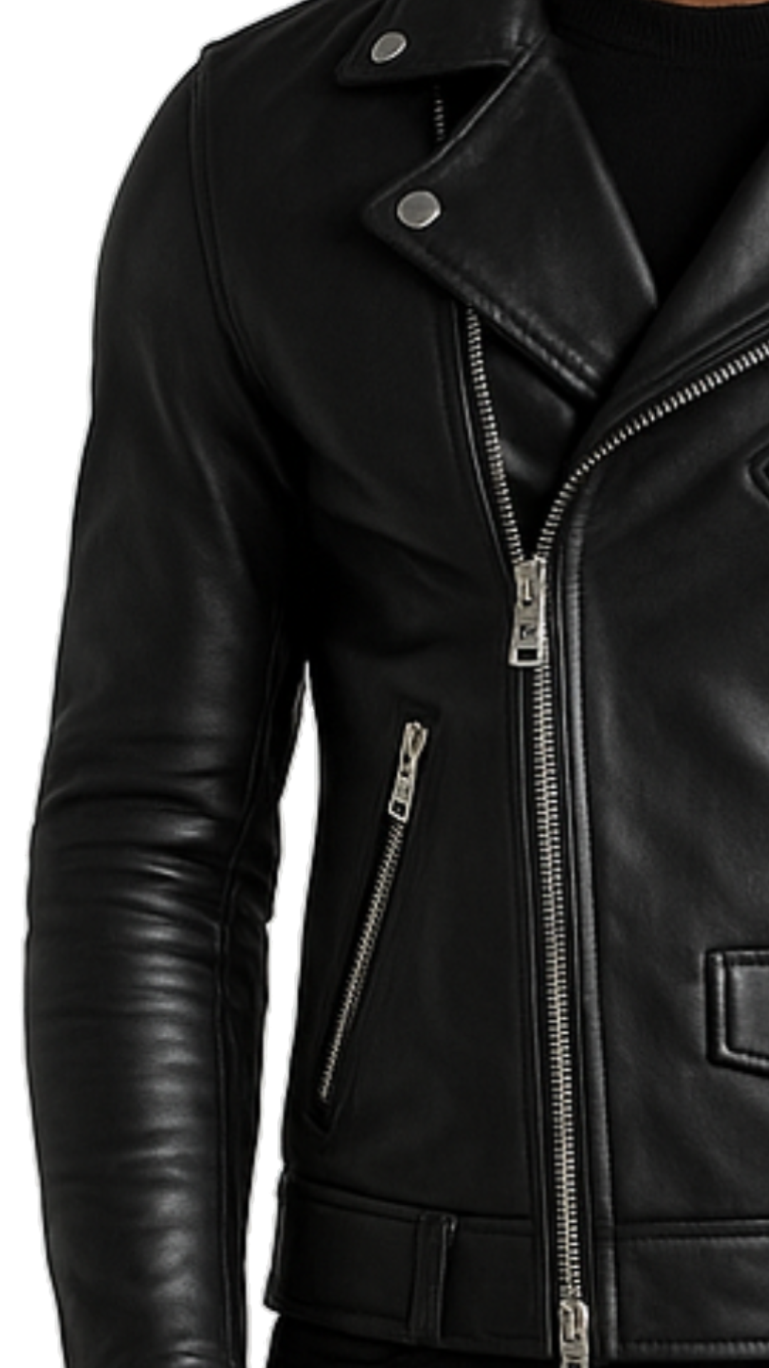 Ethan Black Biker Leather Jacket