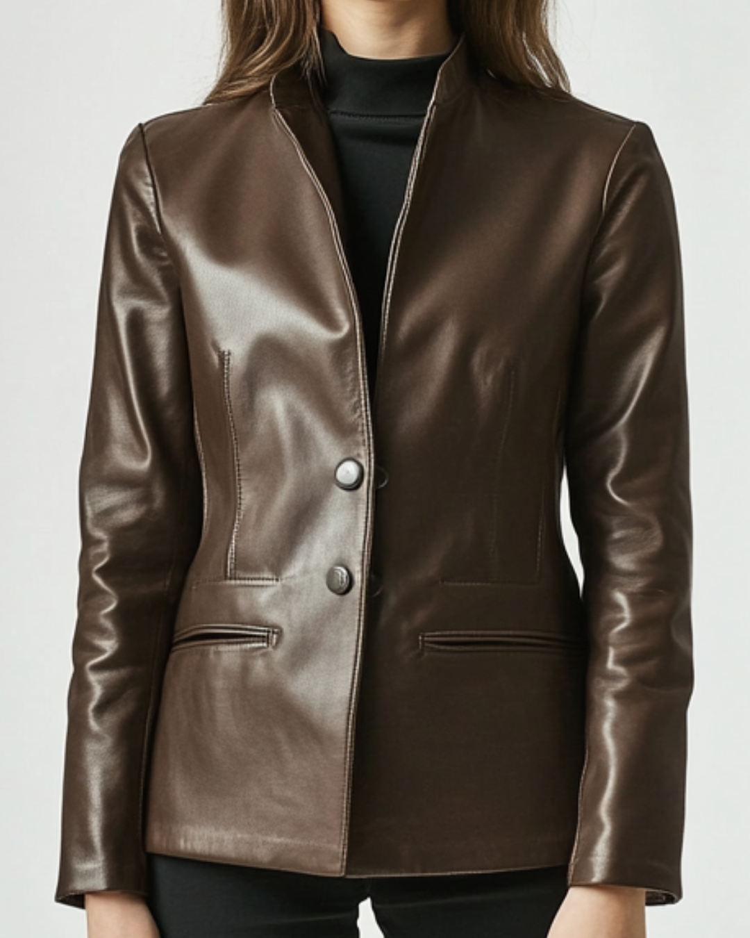 Florence Women Brown Leather Blazer