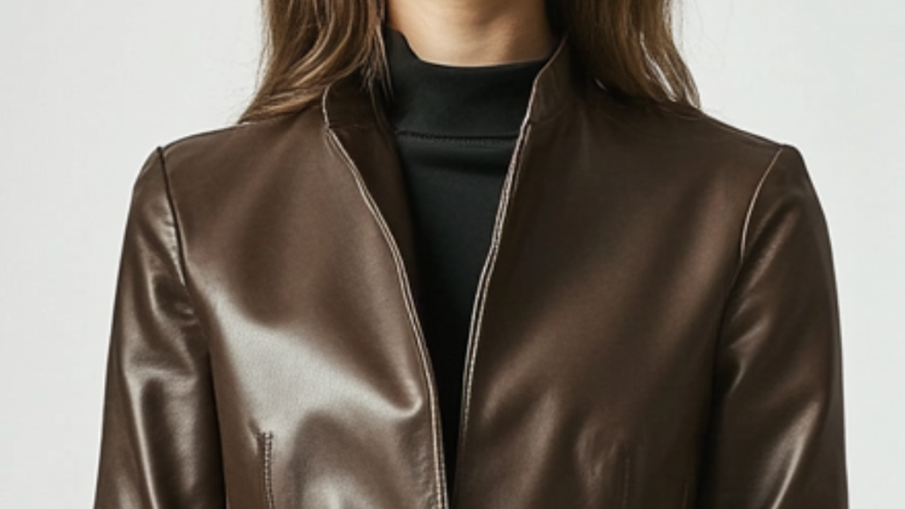 Florence Women Brown Leather Blazer