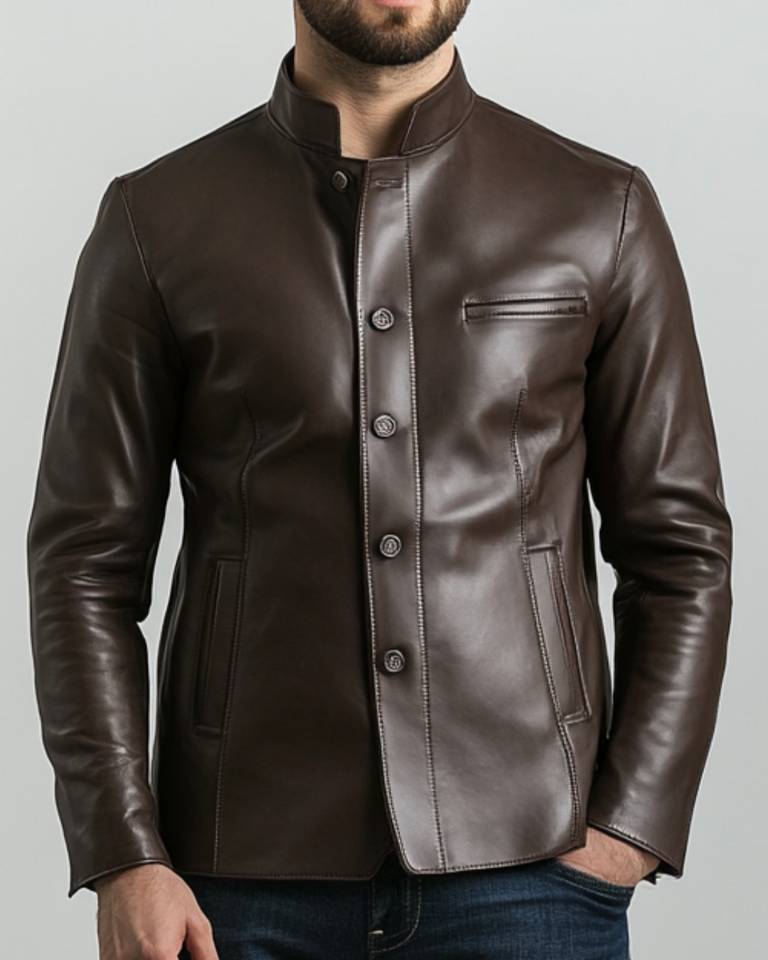 Genuine Brown Leather Jacket for Men