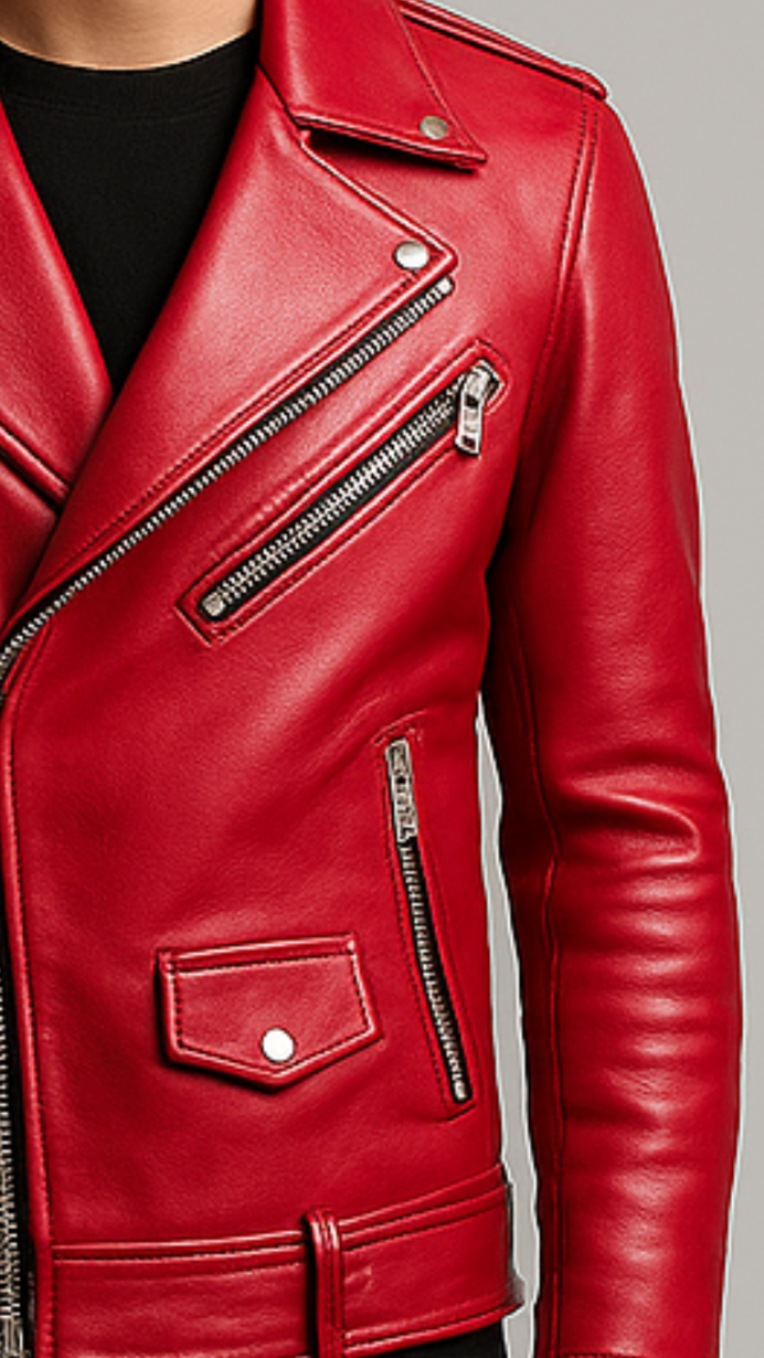 Harrison Red Biker Leather Jacket