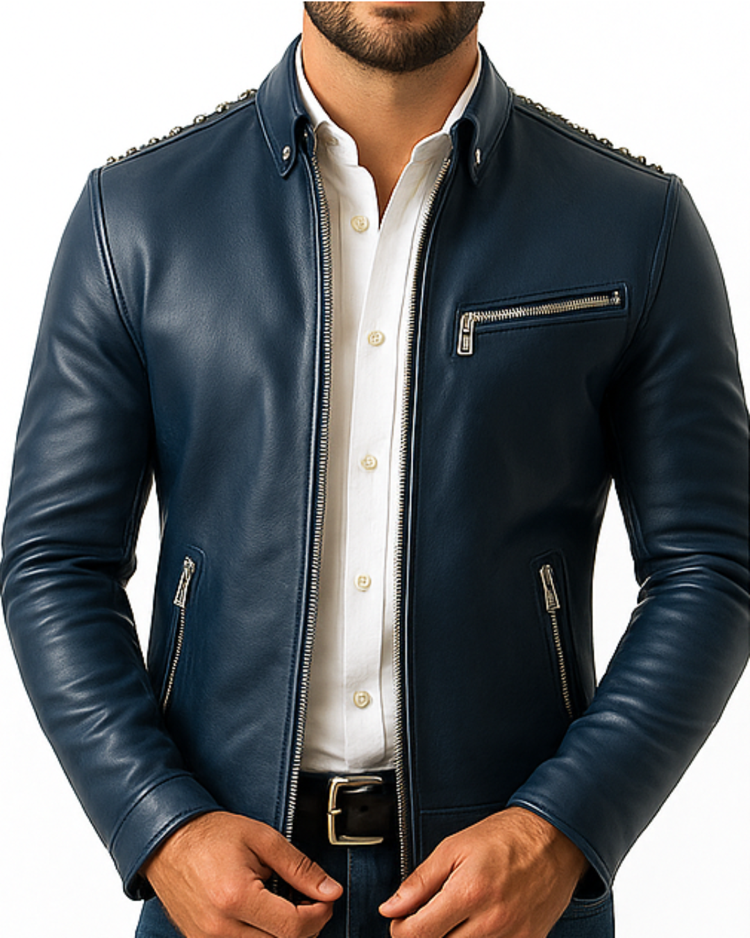 James Blue Leather Jacket