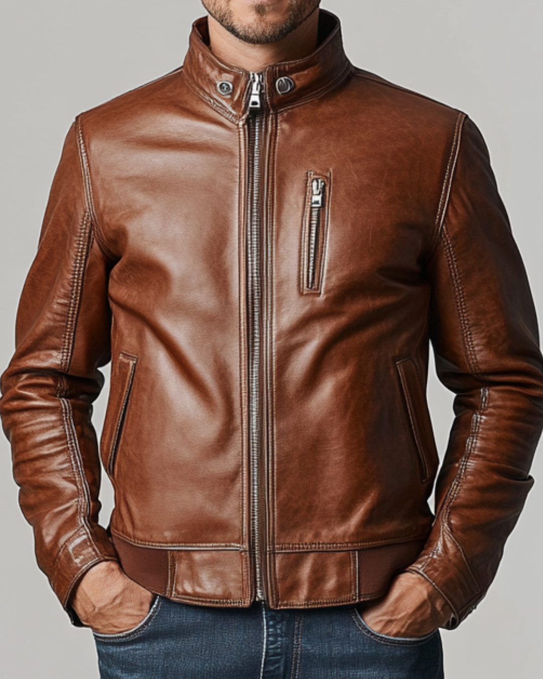 John Distressed Brown Leather Jacket