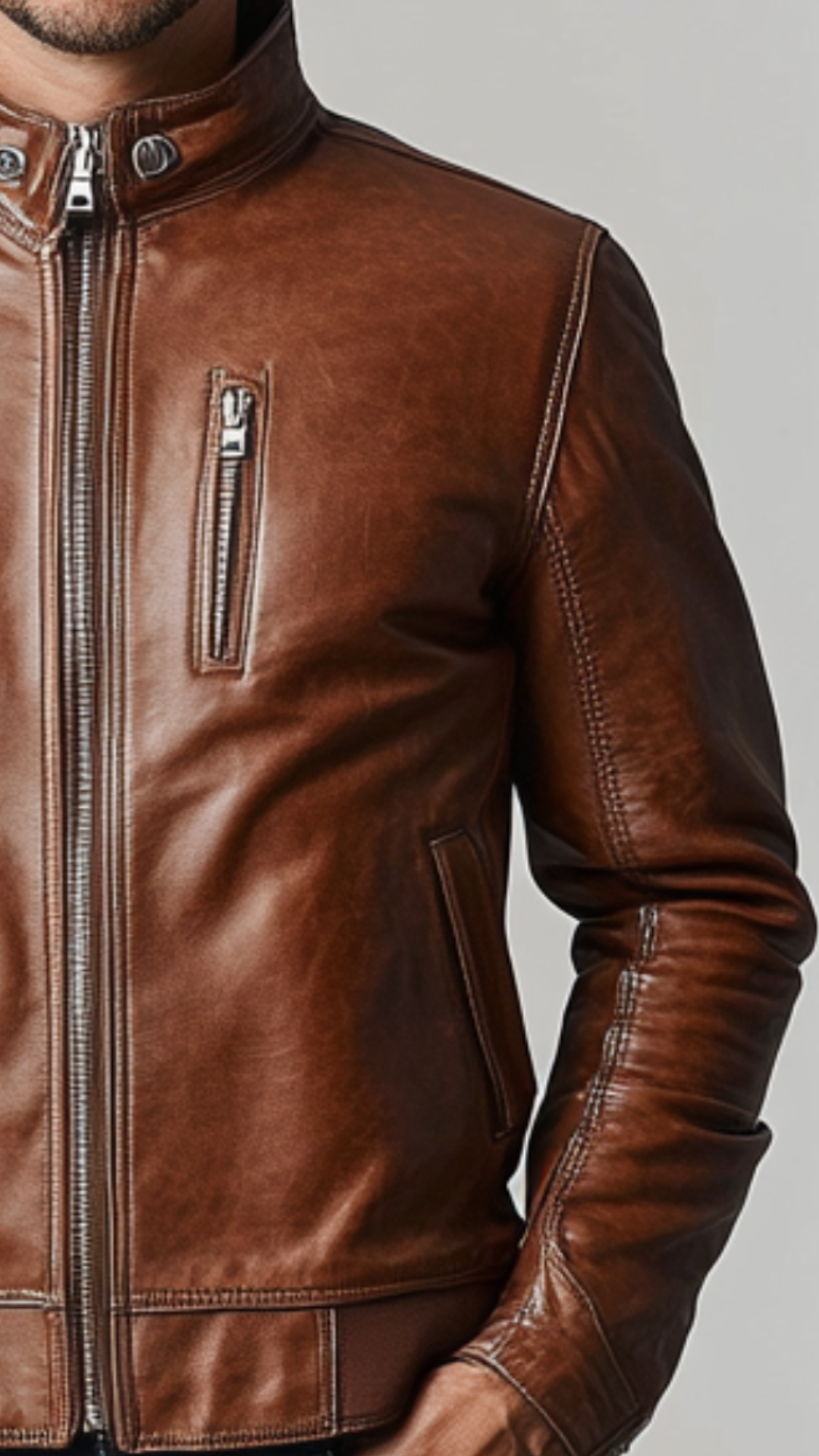 John Distressed Brown Leather Jacket