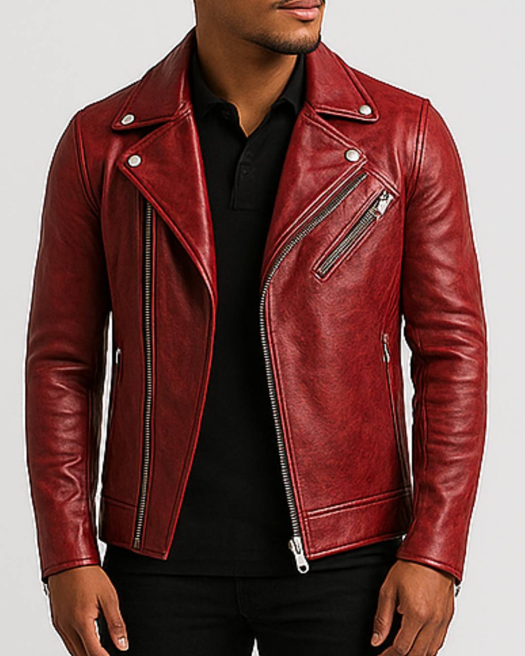 John Red Biker Distressed Leather Jacket