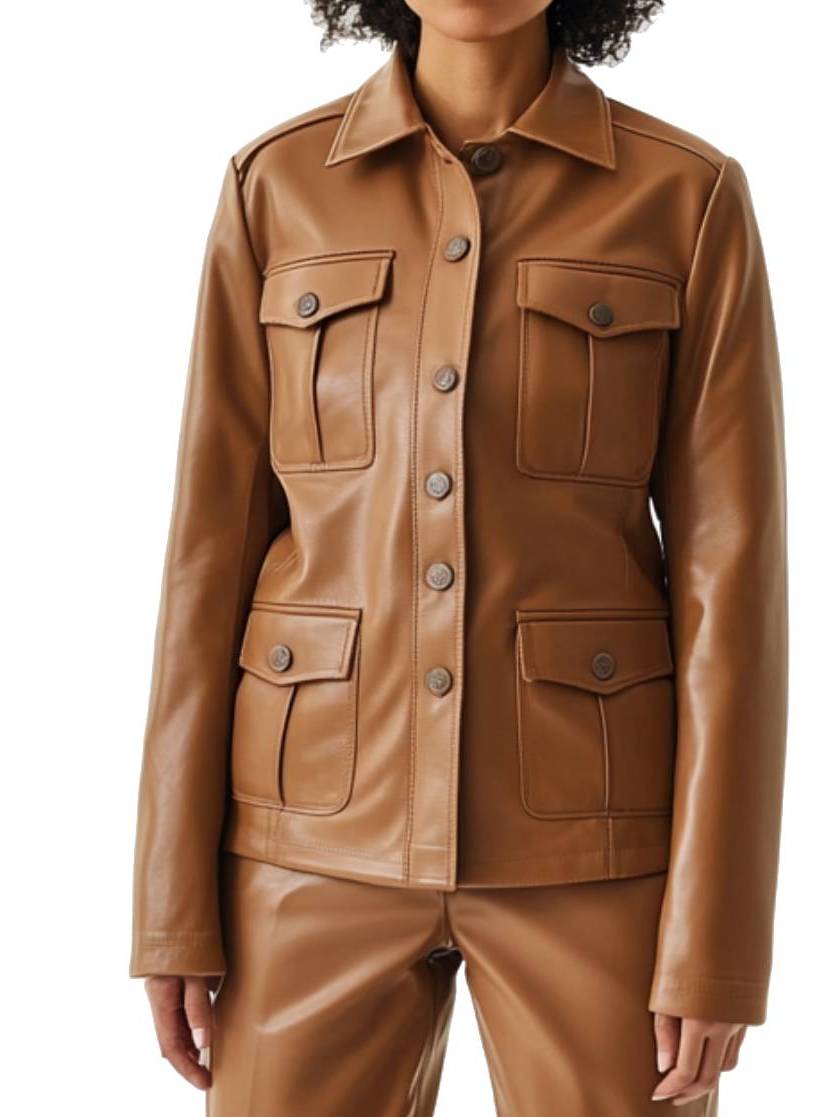 Luis Women Brown Leather Jacket