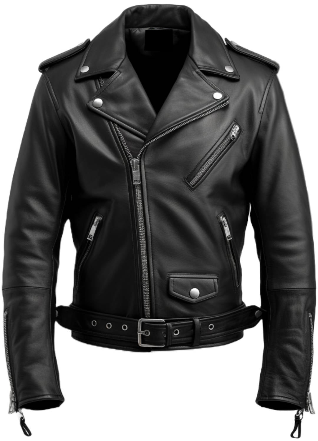 Men Black Biker Leather Jacket