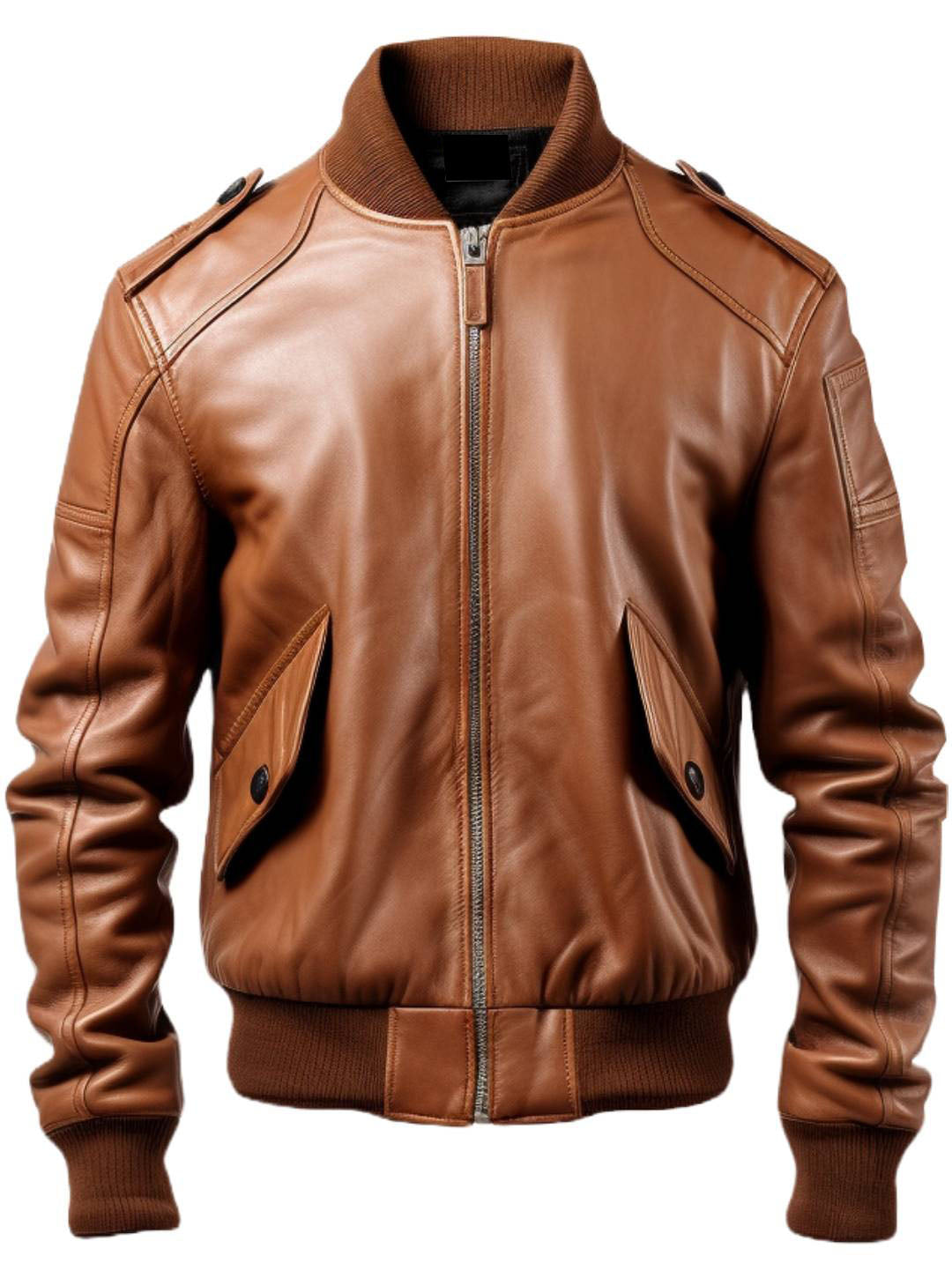 Men Bomber Leather Jacket Brown - Leather Brown Jacket