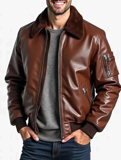 Men Brown A2 Bomber Leather Jacket