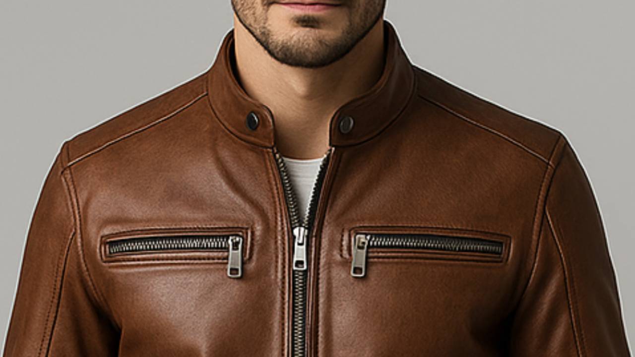 Men Casual Brown Leather Jacket