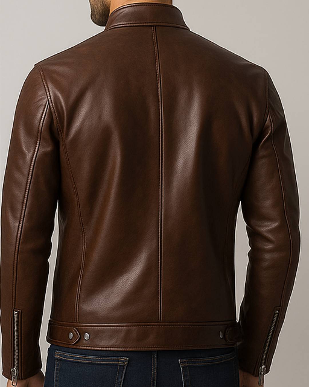 Men Classic Brown Leather Jacket