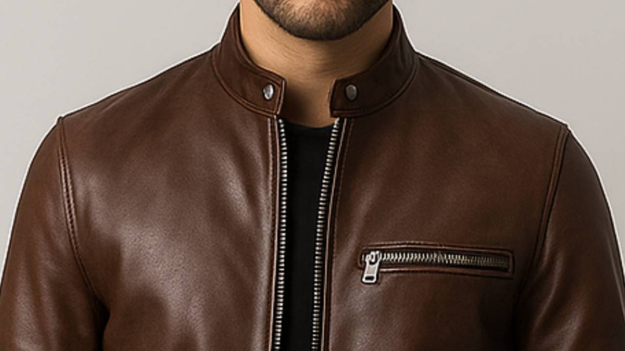 Men Classic Brown Leather Jacket