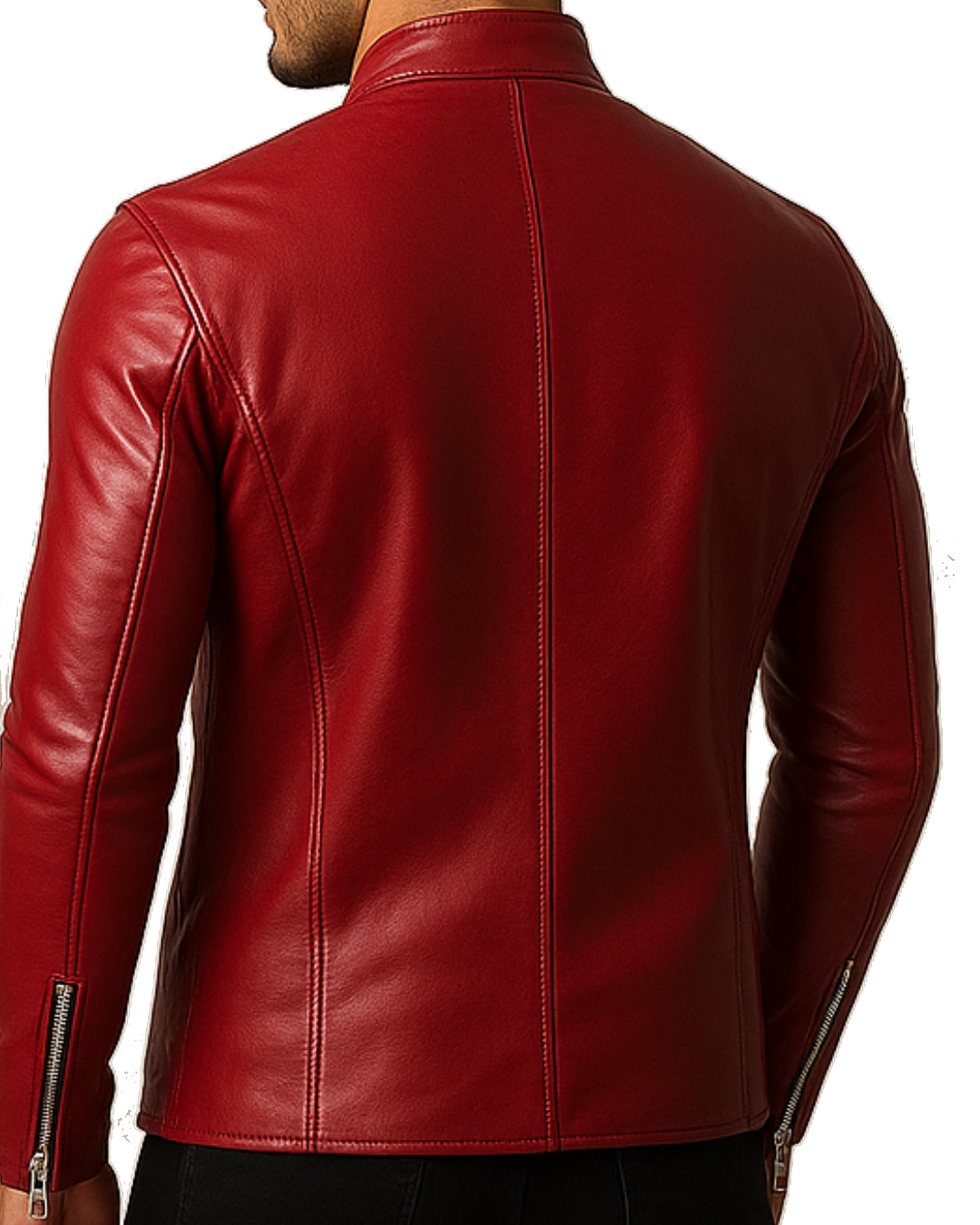 Men Classic Red Leather Jacket