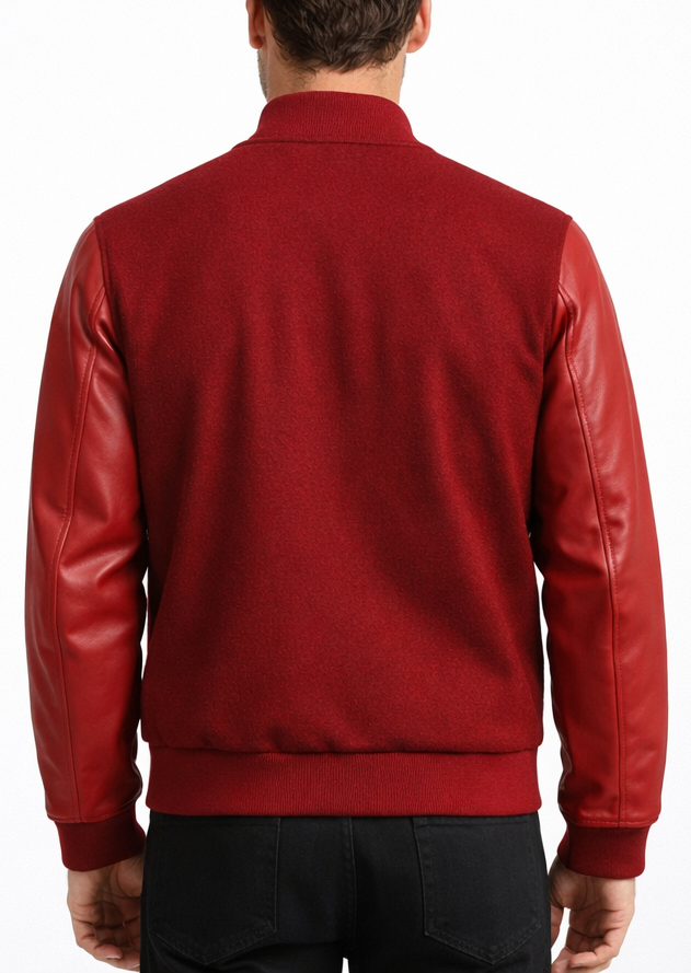 Men Stylish Red Wool Leather Jacket – Coats n Jackets