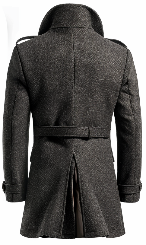 Men Stylish grey Black Wool Coat