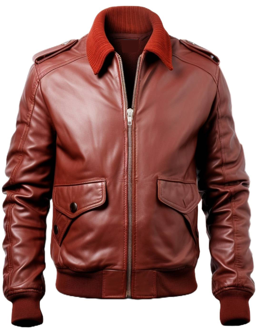 Men Tan Brown Bomber Leather Jacket