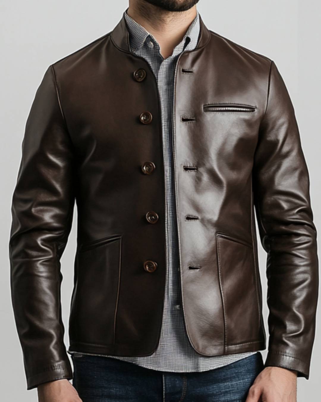 Men’s Dark Brown Leather Jacket