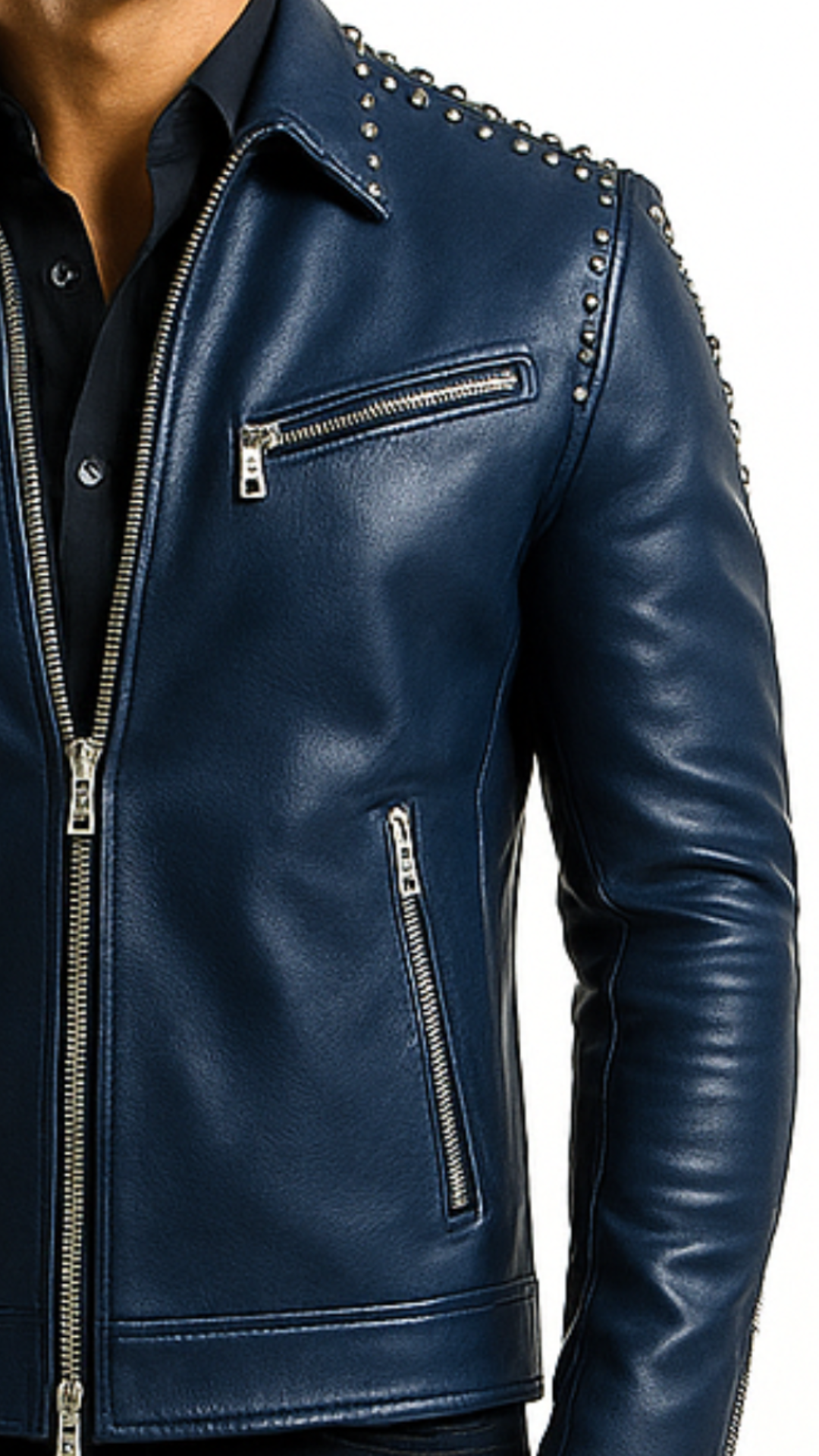 Rowan Blue Leather Jacket - Men Leather Jacket
