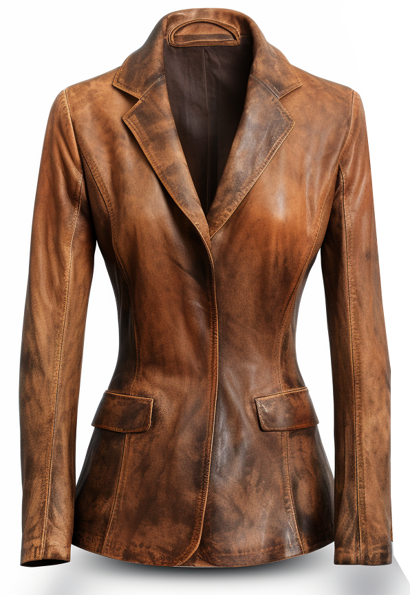 Women Desginer Brown-Waxed Leather Blazer