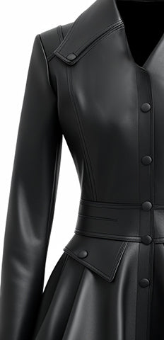 Women black leather coat