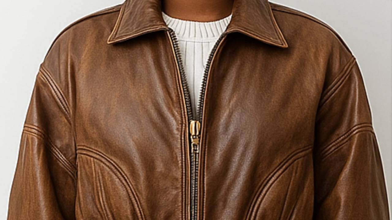 Women Brown Vintage Bomber Leather Jacket
