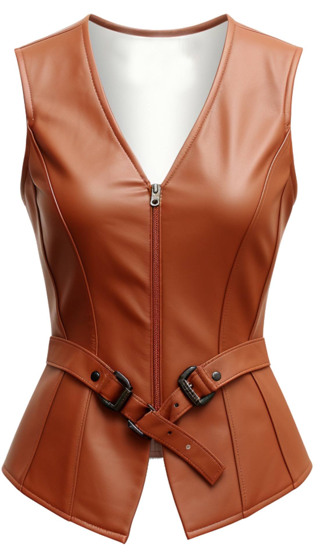 Women Classic Brown Leather Vest