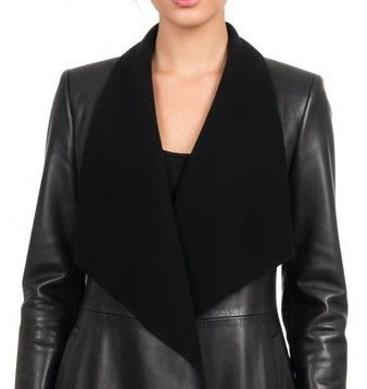 Women Designer Black Leather Coat