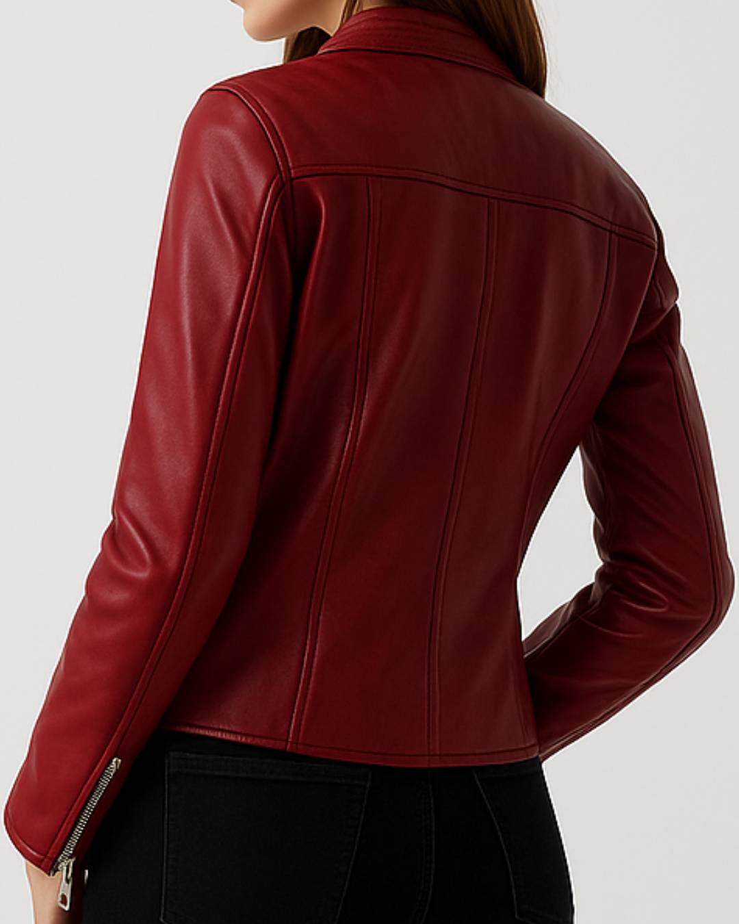 Women Red Leather Jacket