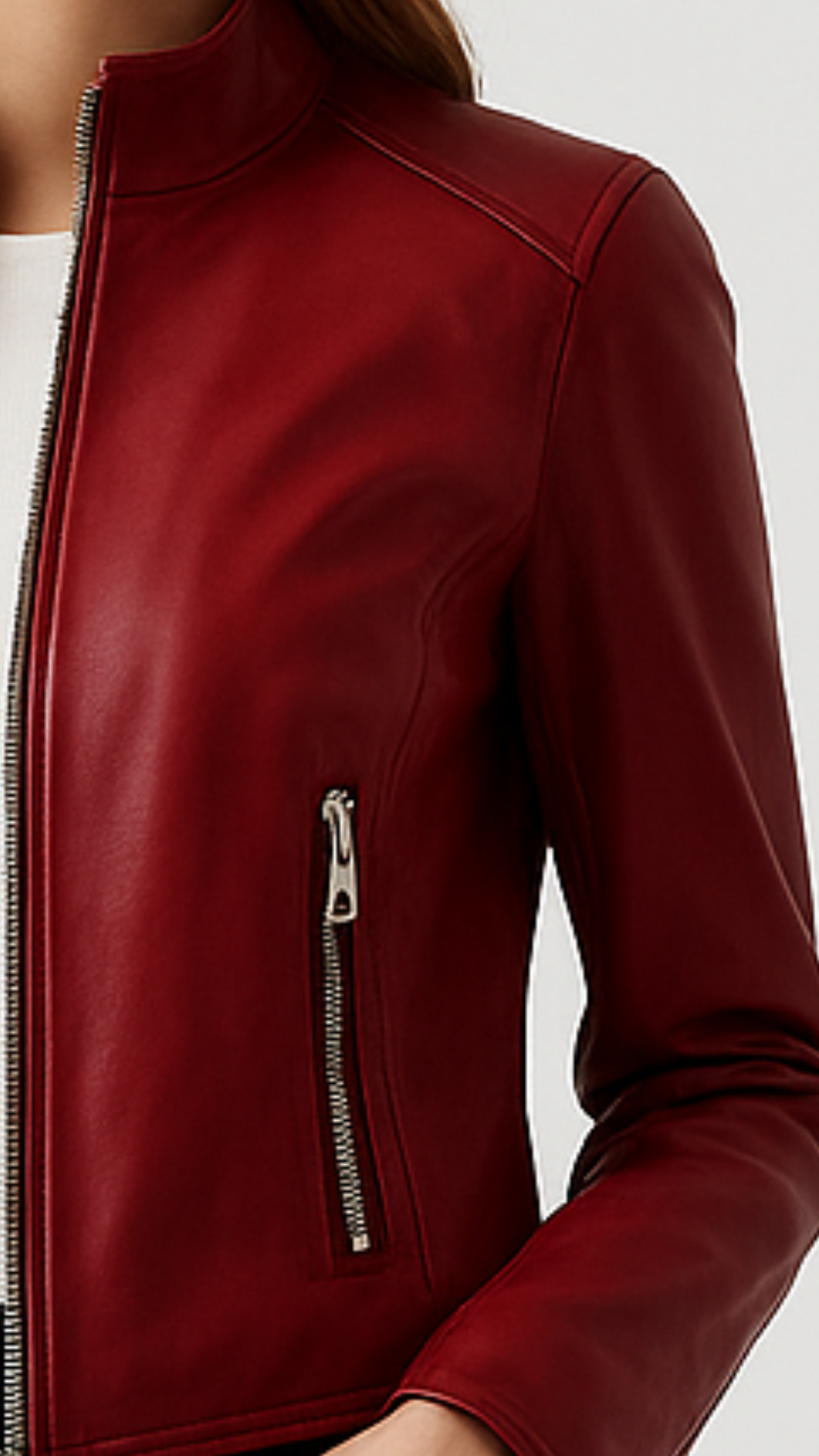 Women Red Leather Jacket