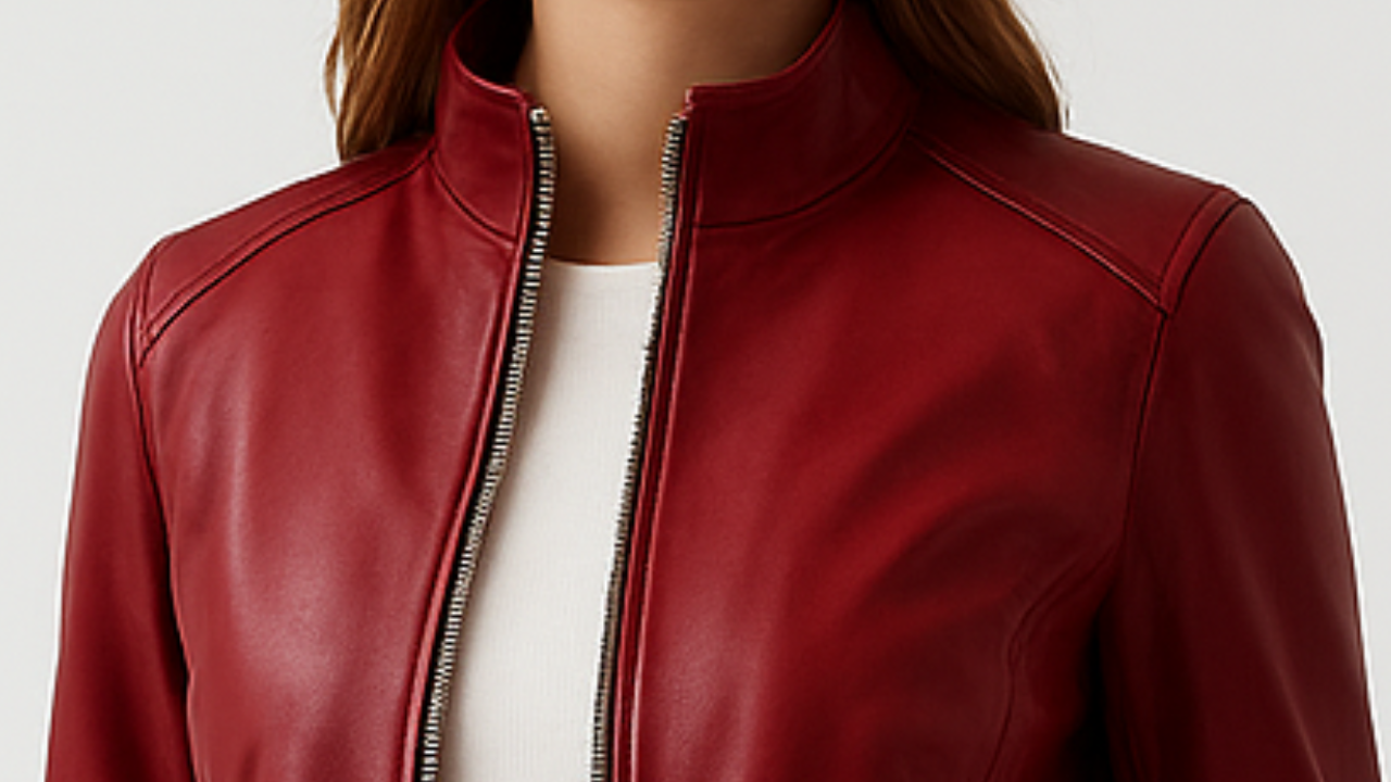 Women Red Leather Jacket